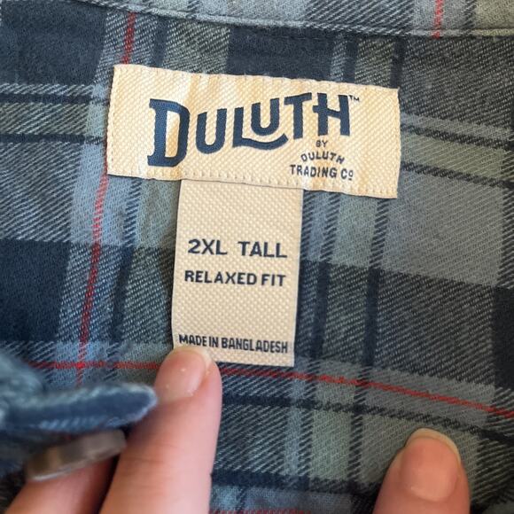 Duluth Trading Flannel Shirt Blue/Green/Red Mens Sz 2XL TALL Cabincore Fallcore - Picture 5 of 9